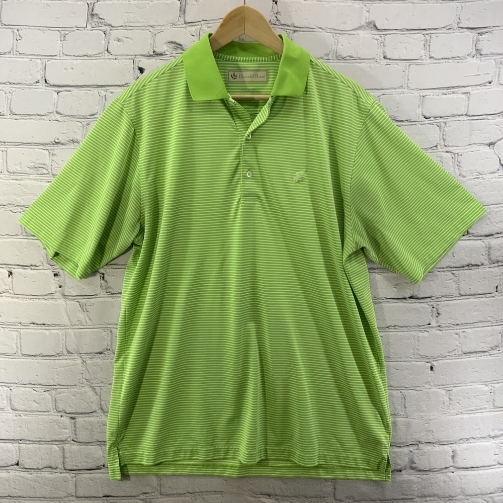 Donald Ross Polo Shirt Mens Sz M Green White Stripes